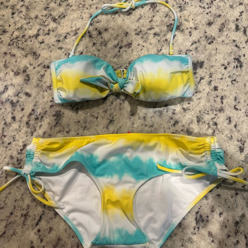 Victoria's Secret Yellow and Blue Bikini with Twisted Bandeau